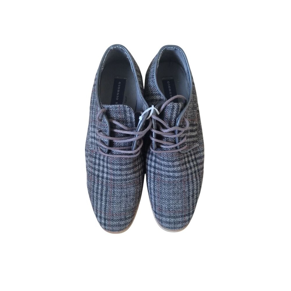 Giorgio Brutini Men's Dark Gray Plaid Oxford Shoes‎ Size 8.5 Business Career